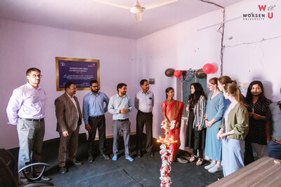 Woxsen University Vice-Chancellor - Dr. R. V. R. Krishna Chalam; Vice-President - Dr. Raul V. Rodriguez and exchange students from IBS Moscow at the inauguration of One India Outreach Office.