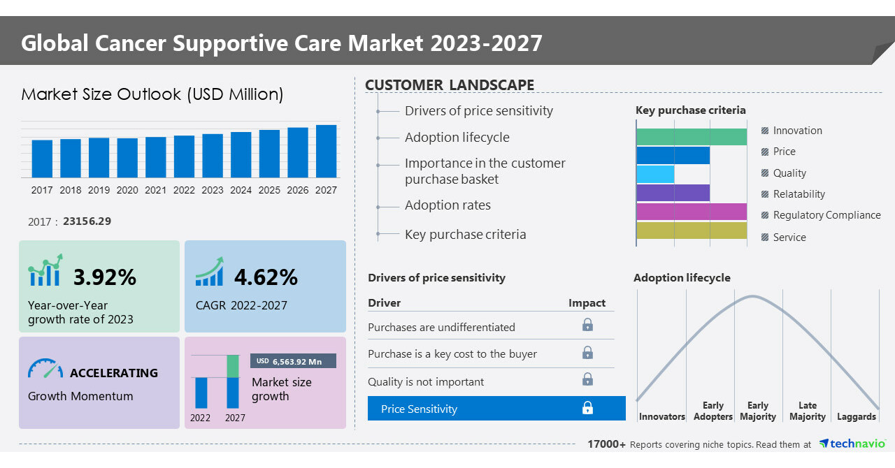 Cancer supportive care market to grow at a CAGR of 4.62% by 2027; North America to account for 39% of market growth - Technavio