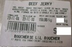 Avis de ne pas consommer de jerky préparé et vendu par l'entreprise Boucherie L &amp; L Boucher