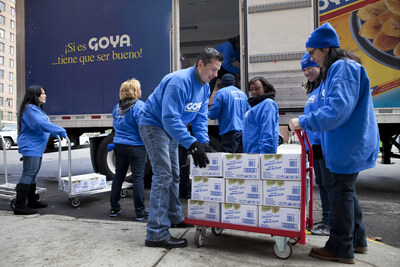 Goya employees help to distribute ready-to-serve Goya food and beverages to the people of East Palestine and surrounding areas in response to water contamination from the Ohio train derailment.