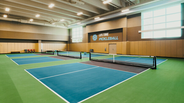 Indoor pickleball courts at the Life Time Lakeville location. Life Time Lakeville will host the Professional Pickleball Association Indoor National Championships on February 23rd through February 26th.