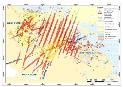 Figure 1 Simplified Geology and Drill Plan Map of the Carangas Project (CNW Group/New Pacific Metals Corp.)
