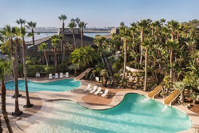 The Hyatt Regency Mission Bay Spa and Marina in San Diego, one of the poolside vacation destinations with below-average rates for a 3-day trip.