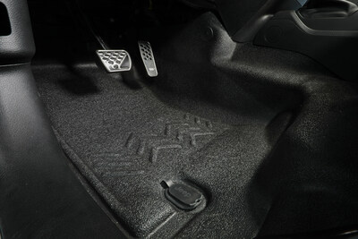 The Jeep® Performance Parts Heavy-duty flooring system uses a multi-layer construction offering thermal protection, sound dampening and a rugged surface for any potential situation. The design incorporates water removal via integrated floor drains.