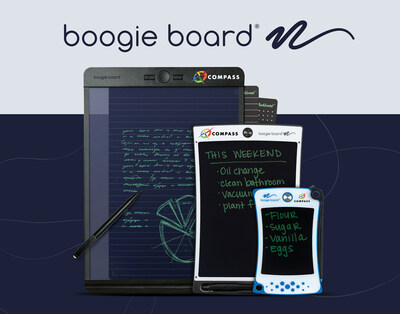 Boogie Board products with Compass Industries promotional printing.