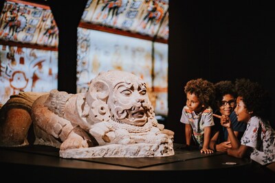 Sculpture of a jaguar warrior measuring over 9 feet long. Photo courtesy of the Royal BC Museum