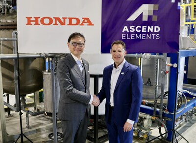 Arata Ichinose, Operating Executive and Head of Business Development at Honda Motor Company, meets with Mike O'Kronley, CEO of Ascend Elements, in Westborough, Mass. The companies reached a basic agreement to collaborate on the stable supply of recycled lithium-ion battery materials for Honda electric vehicles in North America.