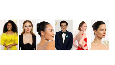 Angela Bassett, Cara Delevingne, Li Jun Li, Ke Huy Quan, Hannah Einbinder and Katherine Waterston Shine in De Beers at the 2023 SAG Awards