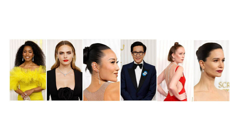 Angela Bassett, Ke Huy Quan, Cara Delevingne, Li Jun Li, Hannah Einbinder, and Katherine Waterston Shine in De Beers at the 2023 Screen Actors Guild Awards