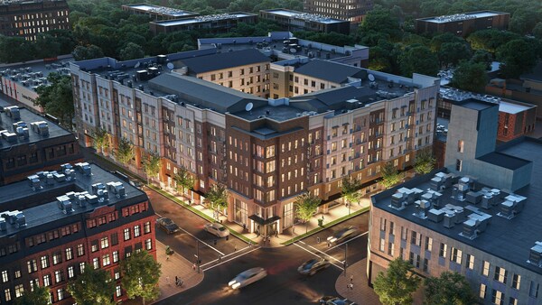 A rendering of The Walcott Hackensack on Main St. in Hackensack, N.J. The community recently began accepting move-ins.