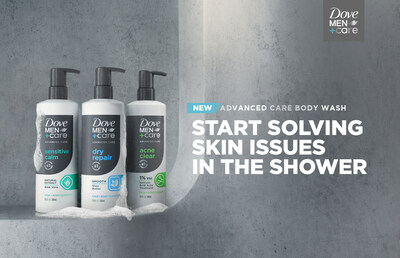 The new Dove Men+Care Advanced Care Face + Body Cleansing collection.