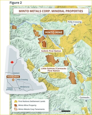 Figure 2. Regional Map of Minto Metals Corp. Projects.  All Exploration activity reported herein are from the Minto Mine Property and authorized under Quartz Mining Land Use Permit LQ00565 (CNW Group/Minto Metals Corp.)