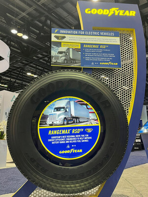 At the 2023 Technology & Maintenance Council Annual Meeting in Orlando, Florida, The Goodyear Tire & Rubber Company debuted RangeMax™ RSD®EV, the company’s first EV-ready tire for regional fleets. Compatible with gas or diesel, powered regional work vehicles, RangeMax RSDEV is Goodyear’s best regional drive tire for energy efficiency.