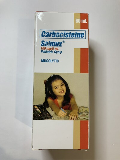 Sirop Solmux pour enfants contenant de la carbocistéine (100 mg/5 mL) (Groupe CNW/Santé Canada)