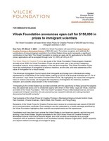 Vilcek Foundation announces open call for $150,000 in prizes to immigrant scientists