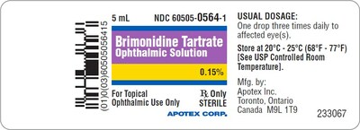 NDC # 60505-0564-1 Bottle Label (CNW Group/Apotex Corp.)