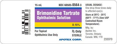 NDC # 60505-0564-3 Bottle Label (CNW Group/Apotex Corp.)