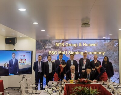 Cérémonie de signature du protocole d'entente sur les facteurs environnementaux, sociaux et de gouvernance (ESG) entre MTN Group et Huawei