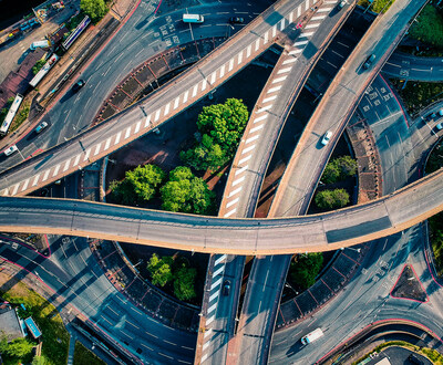 The famous “Spaghetti Junction” in Birmingham is a cluster of bridges that are part of England’s Strategic Road Network.