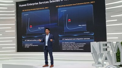 O diretor do departamento de marketing de serviços e venda de soluções da Huawei Enterprise BG fez um discurso aberto (PRNewsfoto/Huawei)