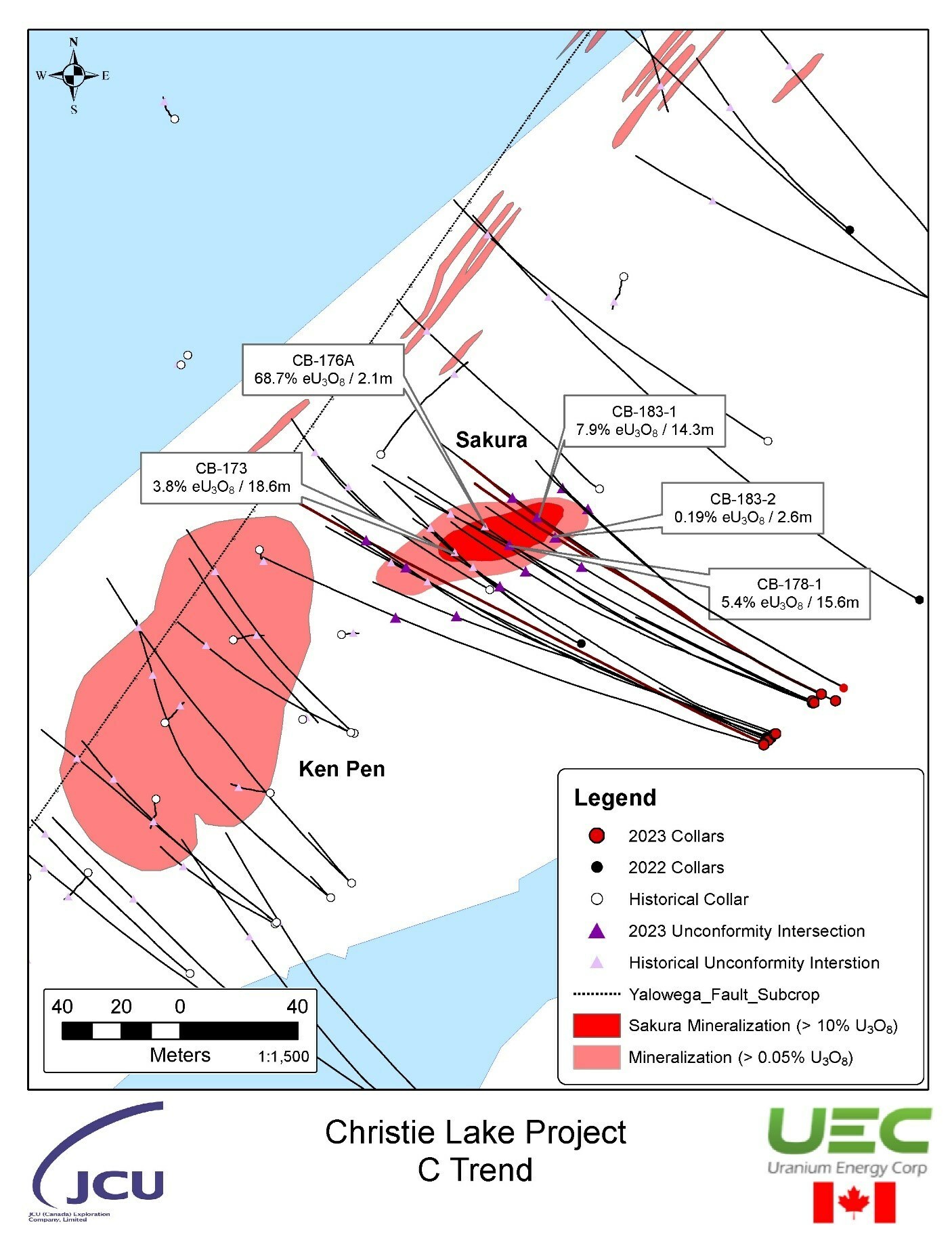 Figure 3 - Sakura Zone Mineralization - preliminary zone boundaries (CNW Group/Uranium Energy Corp) Figure 3 - Sakura Zone Mineralization - preliminary zone boundaries (CNW Group/Uranium Energy Corp)