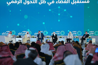 Ministers, legal experts, thought leaders, and academia gather at the inaugural International Conference on Justice to exchange knowledge on how technology is transforming the field of justice across the globe. (PRNewsfoto/Saudi Ministry of Justice (MOJ))