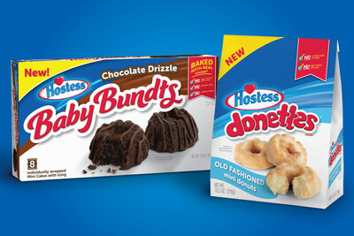 Hostess Brands launches two new breakfast snacks: Hostess® Donettes® Old Fashioned mini donuts and Hostess® Chocolate Drizzle Baby Bundts.