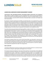 LUNDIN GOLD ANNOUNCES SENIOR MANAGEMENT CHANGES (CNW Group/Lundin Gold Inc.)