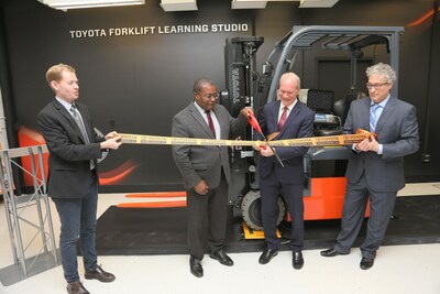 Representatives from Toyota Material Handling and Cornell University’s College of Engineering officially dedicate the new 
Toyota Forklift Learning Studio. Pictured (L to R): David Erickson, S.C. Thomas Sze Director at Cornell’s Sibley School of Mechanical and Aerospace Engineering (MAE); Lynden Archer, the Joseph Silbert Dean of Engineering at Cornell; Brett Wood, President & CEO of Toyota Material Handling North America; Brian Kirby, MAE’s Associate Director of Undergraduate Affairs.