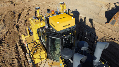 2022 Caterpillar D10T2 Dozer with the Teleo retrokit on top at Teichert’s site in Tracy, California