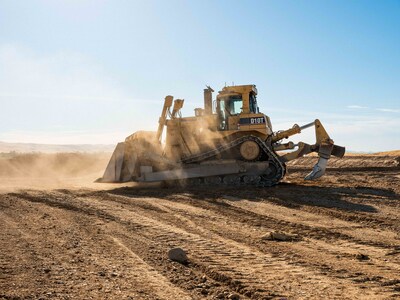 2012 Caterpillar D10T Dozer retrofitted with the Teleo kit on top at Teichert’s site in Tracy, California