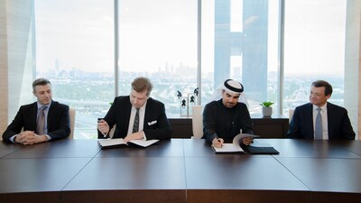 Signing ceremony of the strategic partnership between Seed Group and BizAway on February 20, 2023, at Seed Group Headquarters in Dubai
