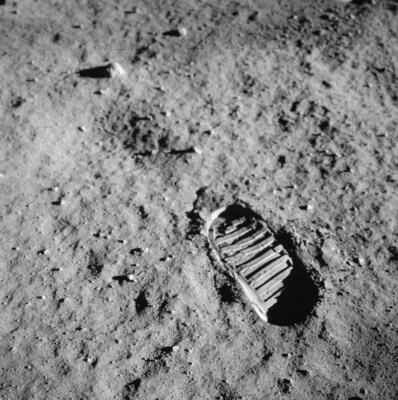 A close-up view of an astronaut's bootprint in the lunar soil, photographed with a 70mm lunar surface camera during the Apollo 11 extravehicular activity (EVA) on the moon. While astronauts Neil A. Armstrong, commander, and Edwin E. Aldrin Jr., lunar module pilot, descended in the Lunar Module (LM) "Eagle" to explore the Sea of Tranquility region of the moon, astronaut Michael Collins, command module pilot, remained with the Command and Service Modules (CSM) "Columbia" in lunar orbit. Credits: NASA