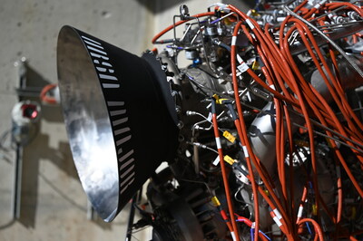 A Ripley engine on the test stand prior to a hotfire test at Ursa Major's facility.