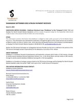 SHAMARAN SEPTEMBER 2022 ATRUSH PAYMENT RECEIVED (CNW Group/ShaMaran Petroleum Corp.)