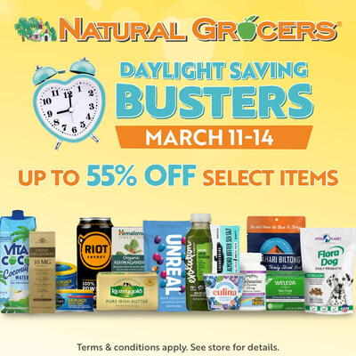 Though you're losing an hour, you can gain savings on high-quality products from March 11-14 at Natural Grocers.