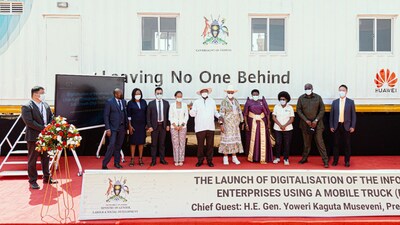 Proyecto DigiTruck puesto en marcha por su excelencia Yoweri K. Museveni, presidente de la República de Uganda (PRNewsfoto/Huawei)