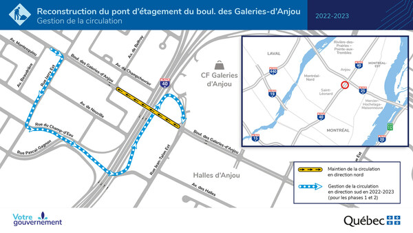 Boulevard des Galeries-d’Anjou : chemin de détour en direction sud. (Groupe CNW/Ministère des Transports et de la Mobilité durable)