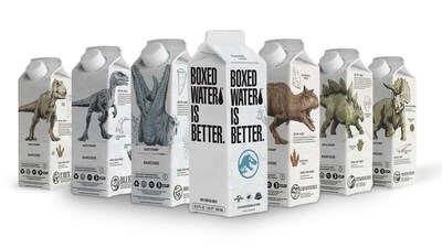 Boxed Watertm is taking a bite out of plastic pollution with its newest rollout ? Jurassic World-inspired cartons ? to grocery retailers across the U.S. Consumers can purchase cases of the sustainably packaged water that will consist of six fan-favorite dinosaurs from the blockbuster Jurassic World franchise, including T. rex, Stegosaurus, Mosasaurus, Carnotaurus and, of course, Blue ? the famous Velociraptor.