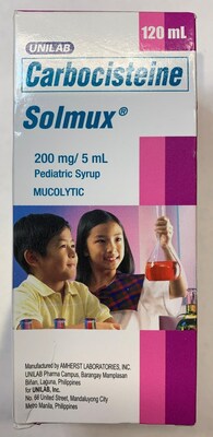 Solmux Carbocisteine Mucolytic Pediatric Syrup 120 mL (200 mg / 5 mL) (Groupe CNW/Sant Canada)