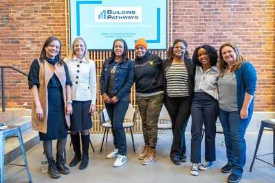 Building Pathways founder and graduates during a discussion moderated by Shawmut employee-owners about creating and sustaining a more equitable workforce.