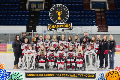 The U13A Cornwall Typhoons, winners of the 2023 Chevrolet Good Deeds Cup. (CNW Group/Chevrolet Canada)