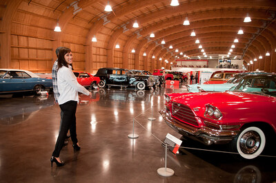 A couple strolls down a nostalgic Memory Lane at LeMay - America's Car Museum in Tacoma, Washington.