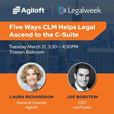 At Legalweek New York 2023, legal tech champion and Agiloft General Counsel, Laura Richardson, joins legal innovation veteran and LexFusion CEO, Joe Borstein, to outline 5 ways in-house legal departments are utilizing technology to become more strategic players for the business and establishing themselves as key contributors at the executive level.