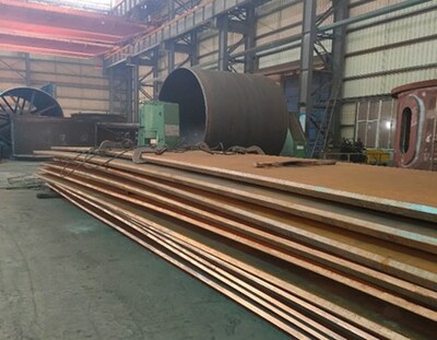 Manufacturing photo of processing equipment - Ball Mill Shell Fabrication (CNW Group/Artemis Gold Inc.)
