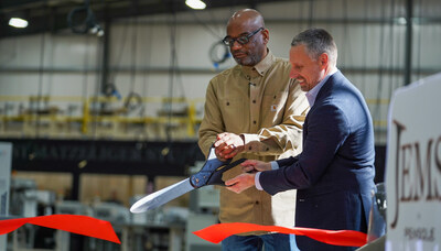 Dr. D'Wayne Edwards, president of Pensole Lewis College of Business & Design and Bill Jordan, president of Designer Brands Inc (NYSE: DBI) officially open the new JEMS by PENSOLE shoe factory in Somersworth, New Hampshire. The diversity-focused initiative will help recruit and develop careers for underrepresented designers in the footwear industry.