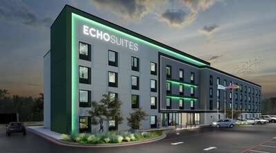 ECHO Suites Extended Stay by Wyndham remains the hospitality industry’s fastest growing brand launch in the past year, surpassing 200 hotels in its pipeline. Above, an exterior rendering of the 124-room ECHO Suites prototype.