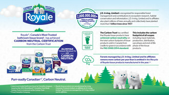 Royale® tissue products are certified carbon neutral by the Carbon Trust (CNW Group/Irving Consumer Products Limited)