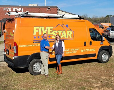 Pictured are Todd Ramella and Ingrid Verseeuw, General Manager of Five Star Plumbing Heating & Cooling.