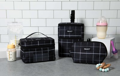 PackIt's new line of freezable baby bags in Black Grid.